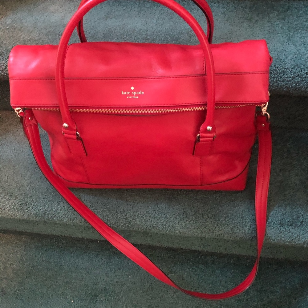 Kate Spade Red Leather Travel Bag